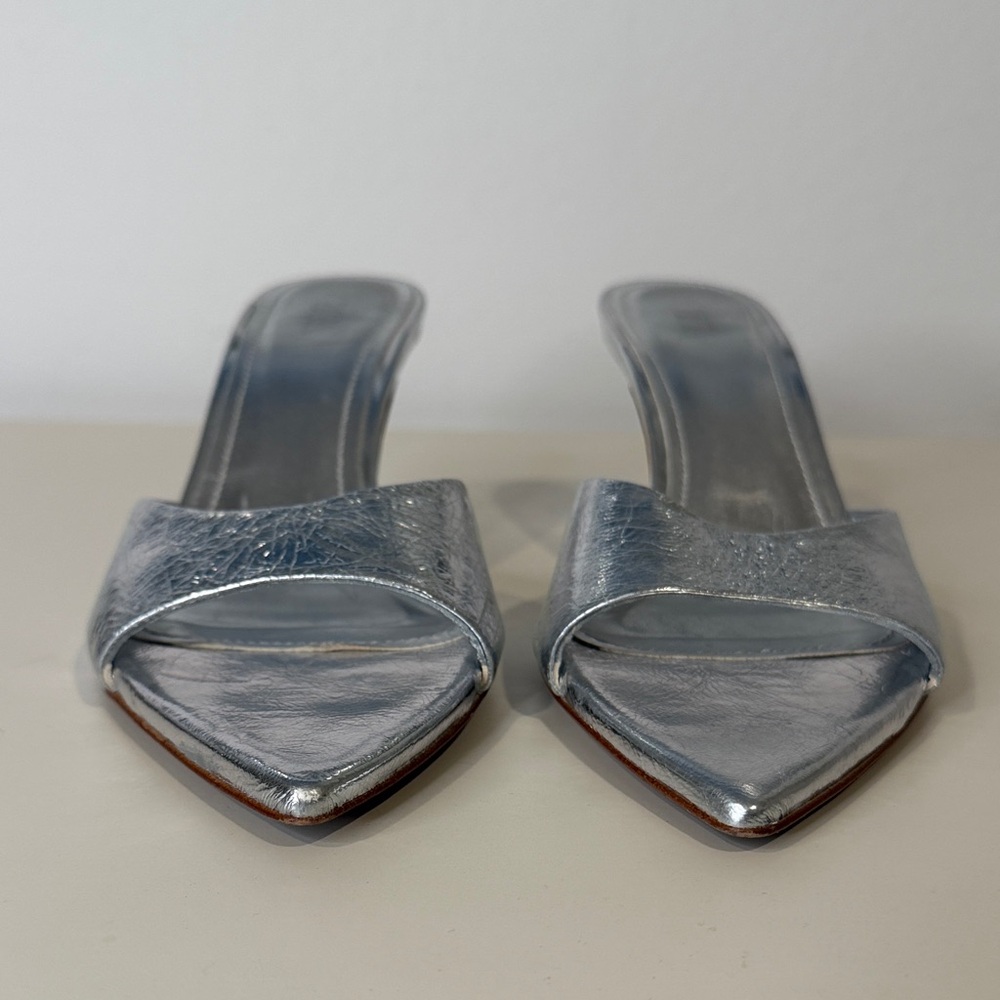 Zara Silver Pointed Toe Kitten Heels size 36 - Picture 5 of 7